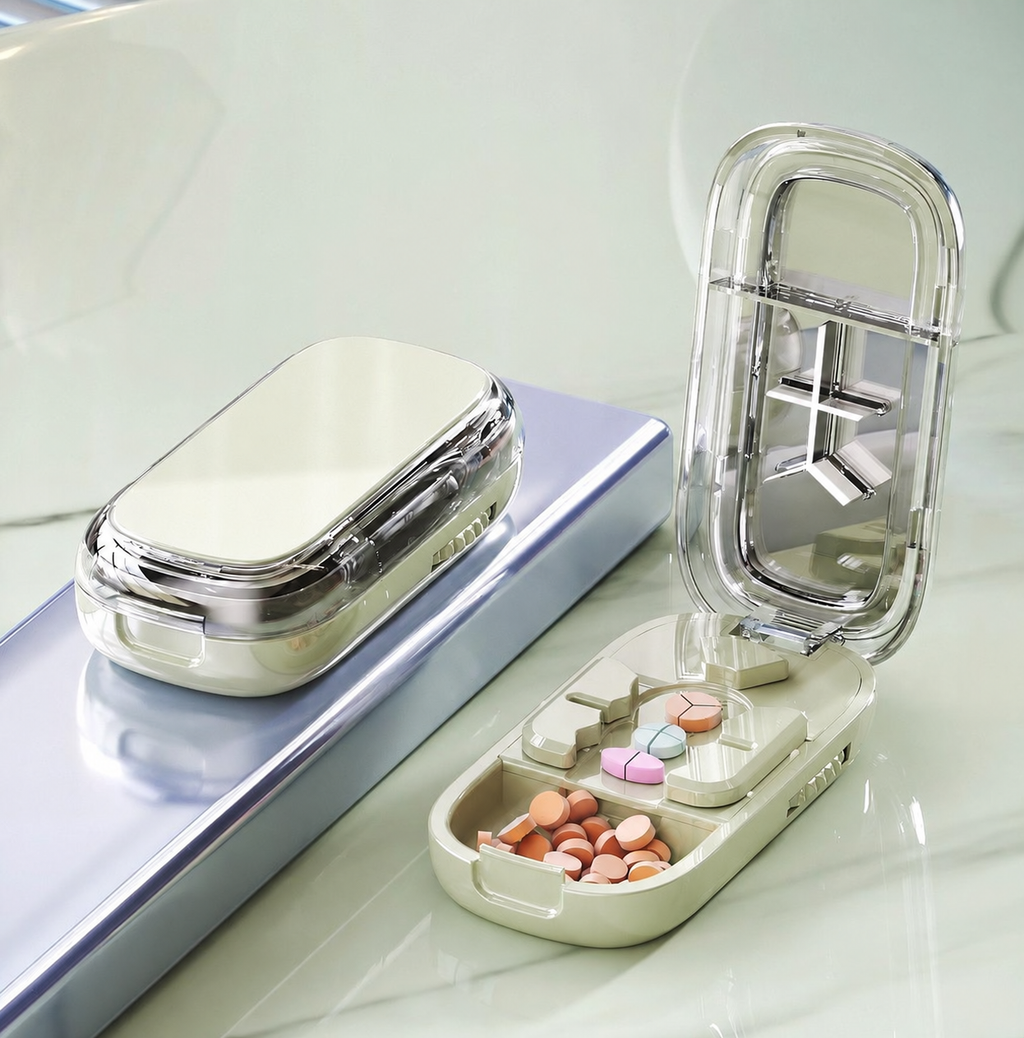 💊 3-Way Adjustable Pill Cutter & Organizer – Split Tablets into 1/2, 1/3 or 1/4